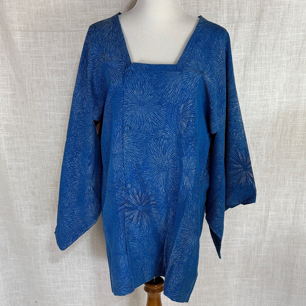 Vintage kimono-style double-breasted coat - fireworks pattern!
